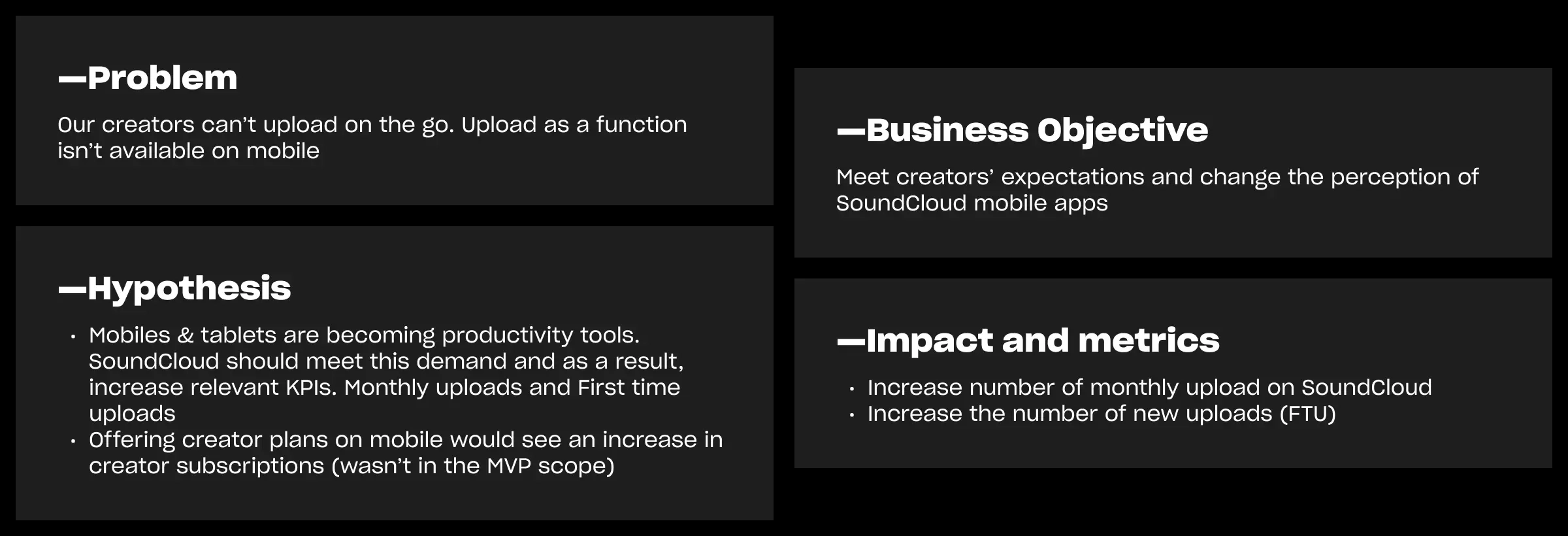 Problem, business objective, & hypothesis