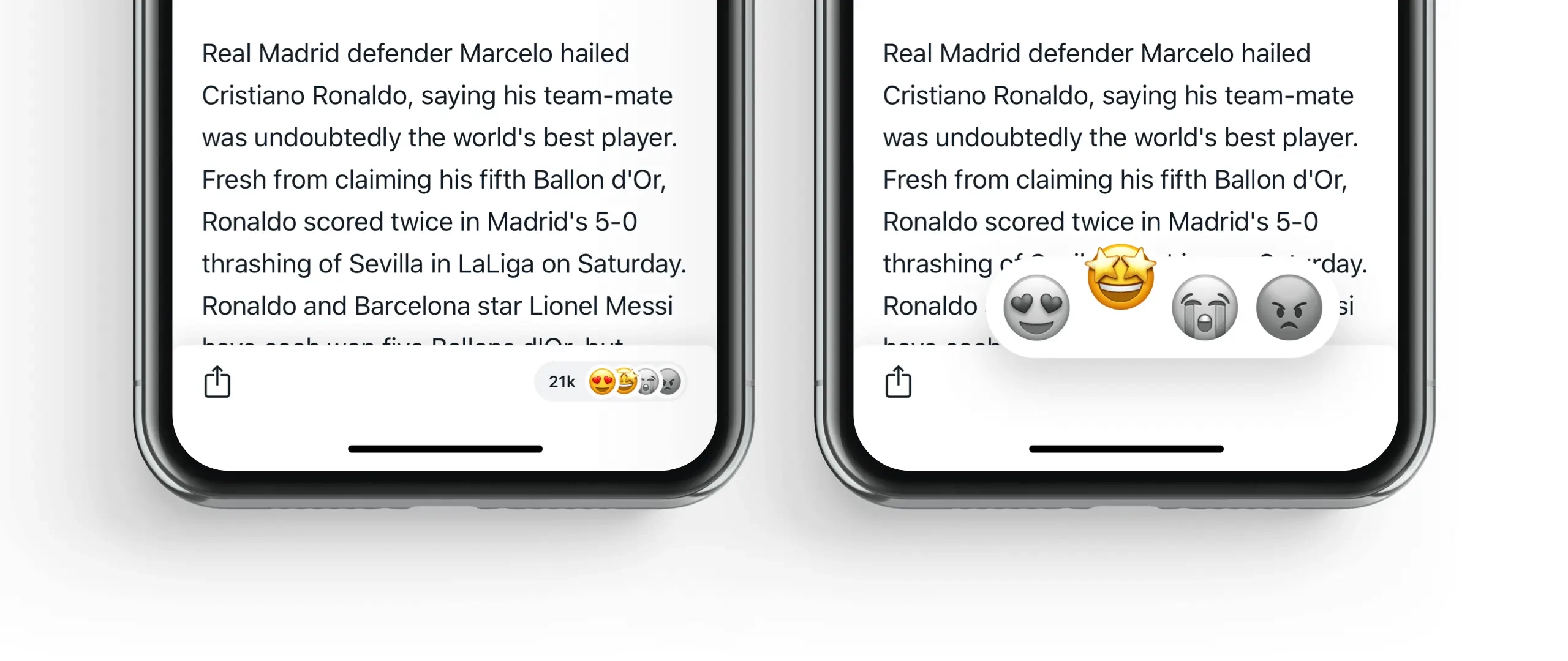 Article reactions to help fans communicate their feelings