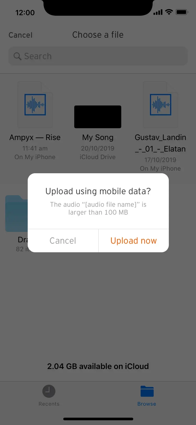 User need 2: file size alert