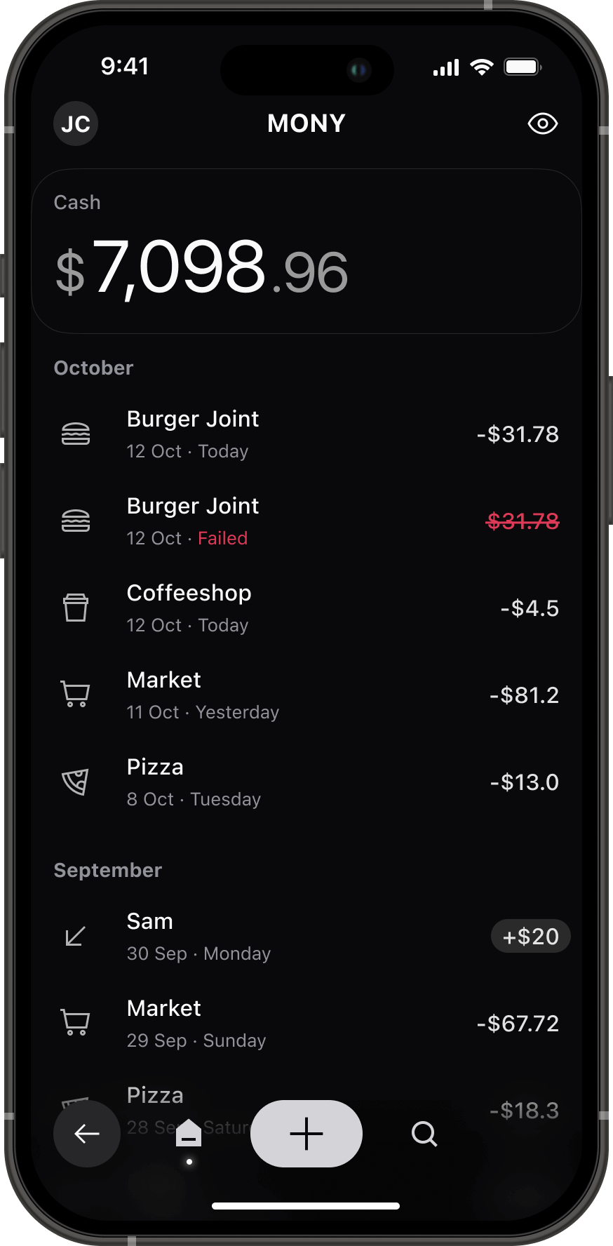 Mony cash page concept